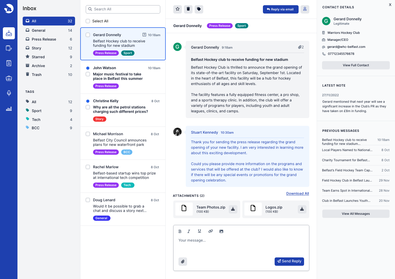 Customer profile user interface