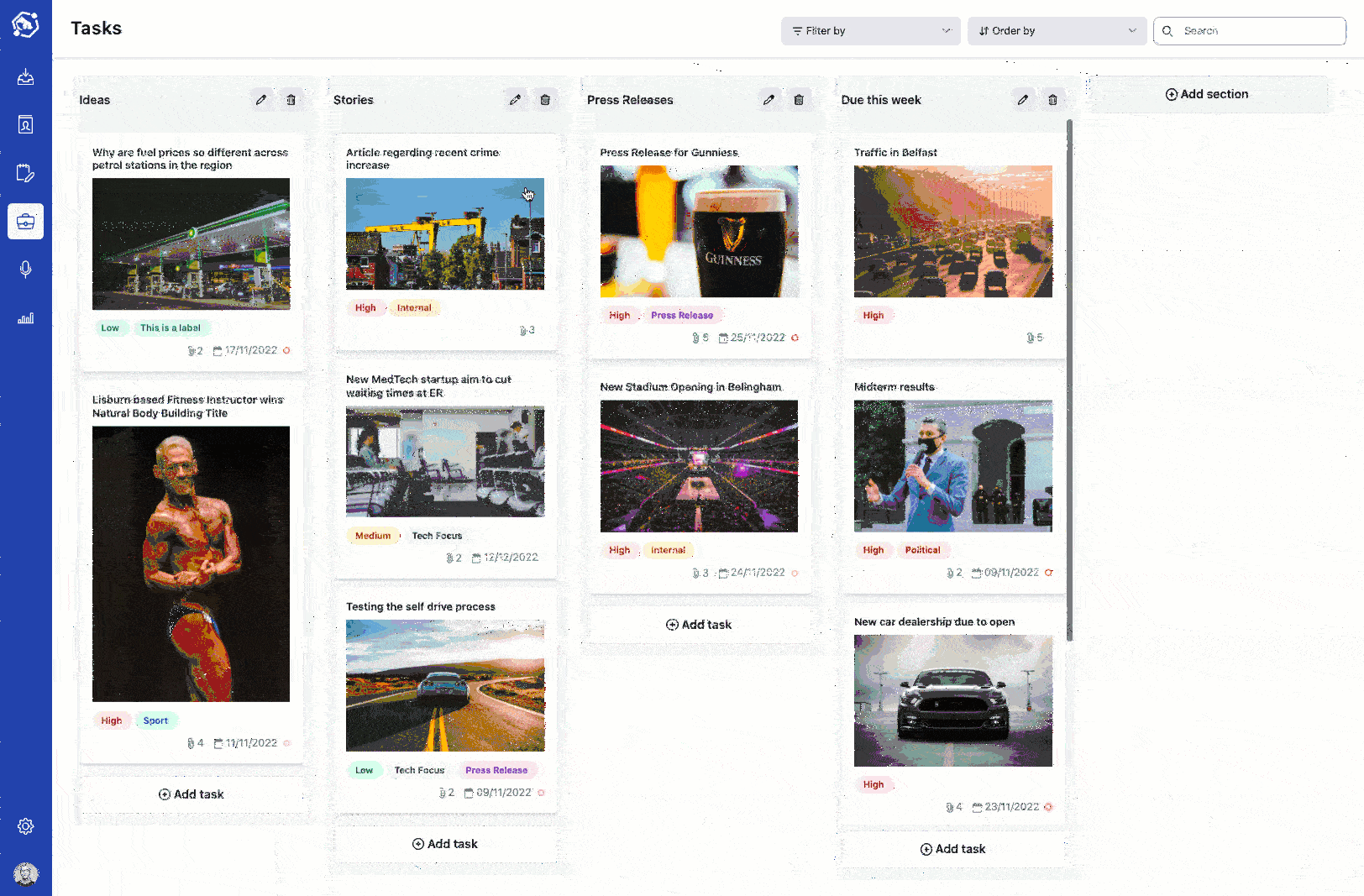 Inbox user interface